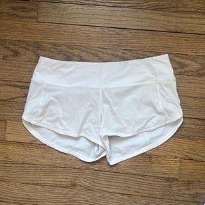 White Lululemon Speed Up Shorts 2.5”
